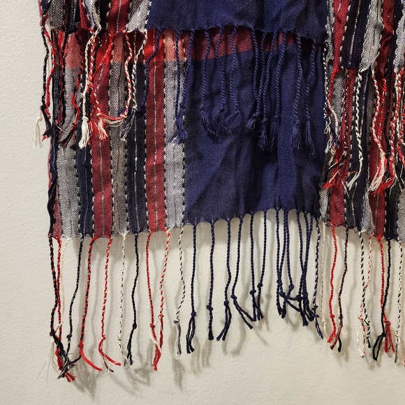 Red White and Blue Scarf with Silver Shimmer - Picture 3 of 4